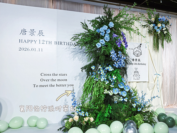 韩系小清新场景装饰男孩12岁生日布置（背景布置+甜品台+气球拱门整套费用）-图二