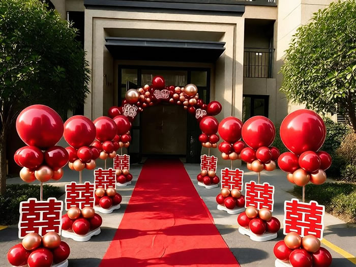 “喜临门”气球拱门立柱套装 | 婚礼新房门口喜庆迎亲氛围装饰-图三